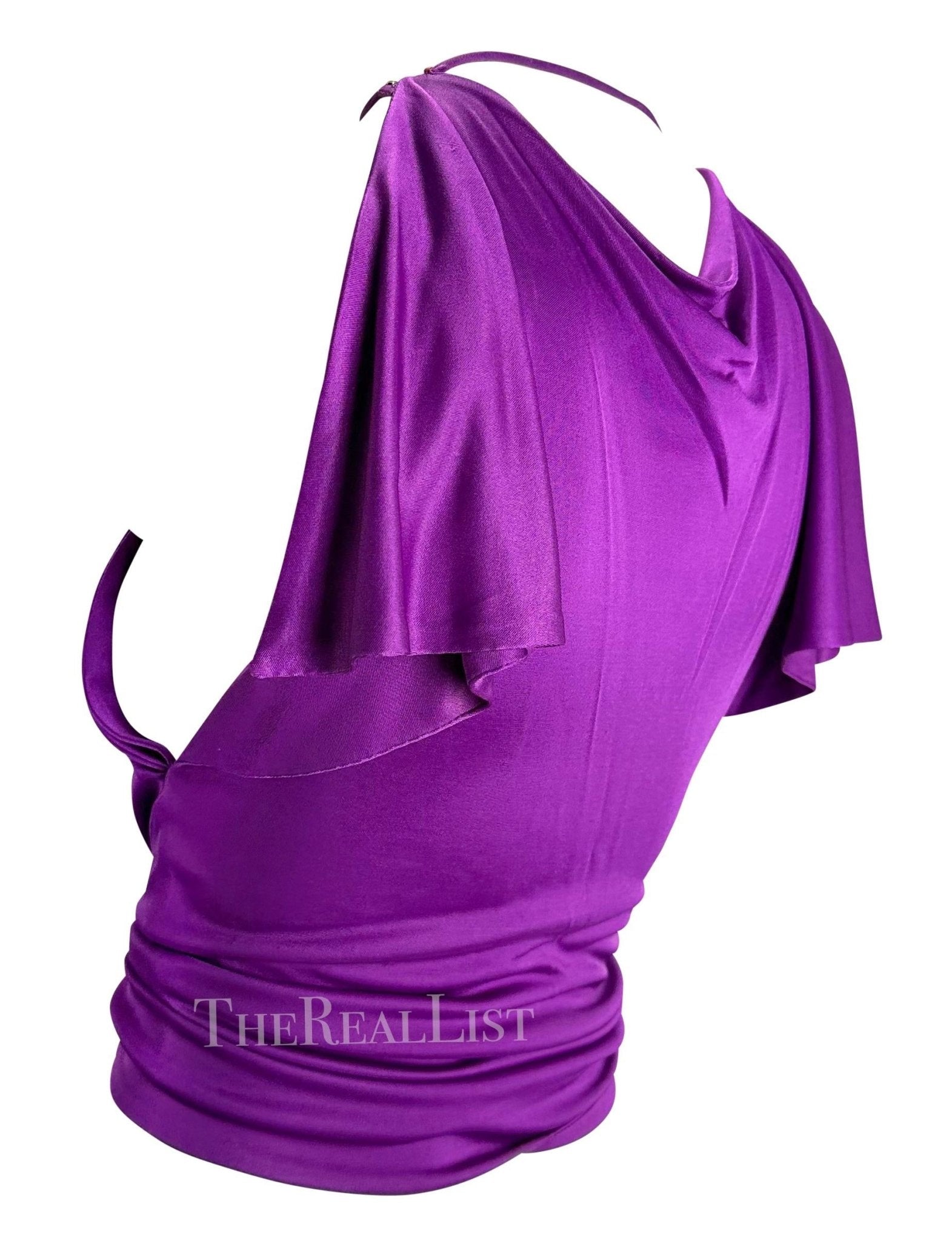 S/S 2000 Gianni Versace by Donatella Runway Purple Silk Tie Crop Tank Top - RealList