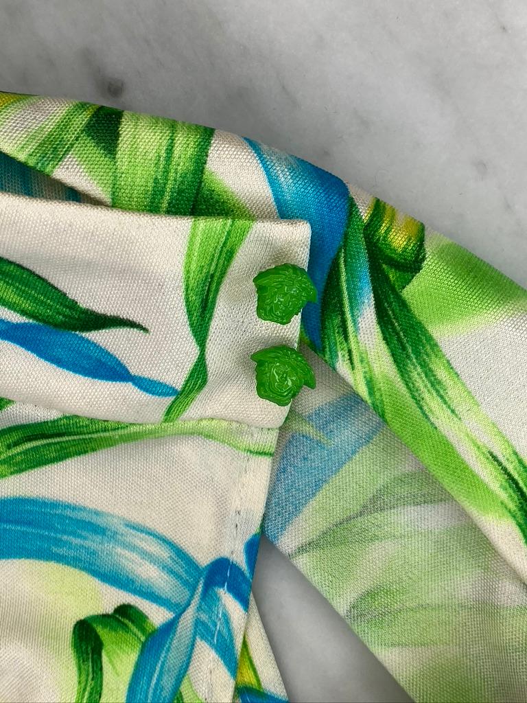 S/S 2000 Gianni Versace by Donatella White Bamboo Print Sleeveless Mock Neck Shirt - RealList