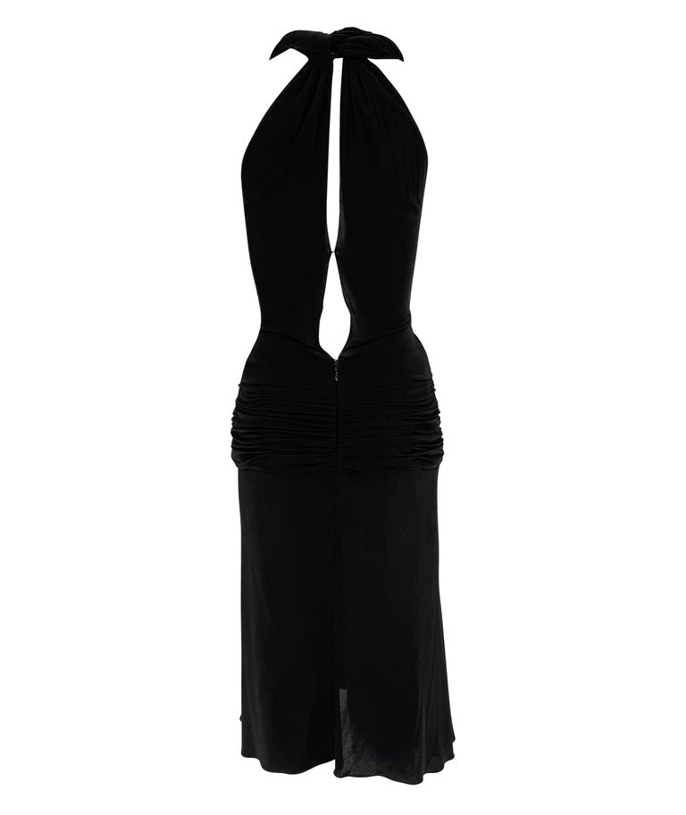 S/S 2000 Gianni Versace Runway Black Stretch Halter Tie Cocktail Dress - RealList