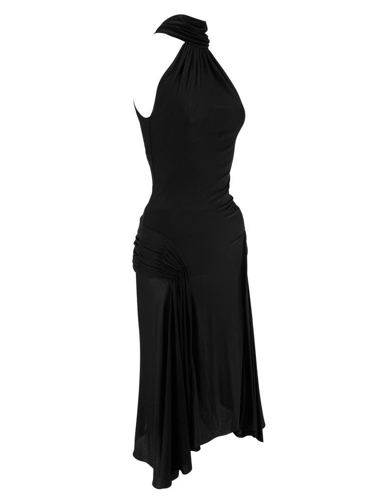 S/S 2000 Gianni Versace Runway Black Stretch Halter Tie Cocktail Dress - RealList