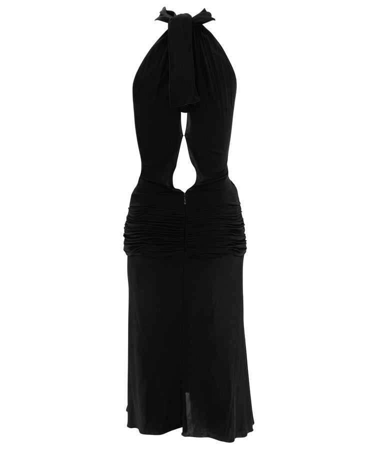 S/S 2000 Gianni Versace Runway Black Stretch Halter Tie Cocktail Dress - RealList