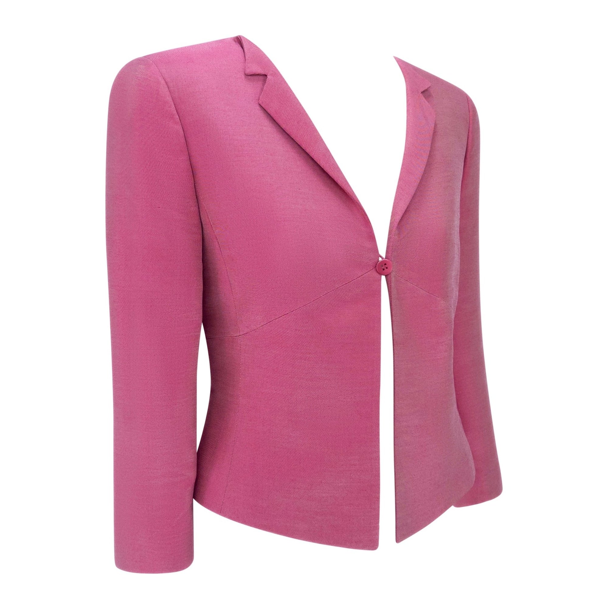 S/S 2000 Giorgio Armani Ad Campaign Iridescent Pink Cropped Blazer Jacket - RealList