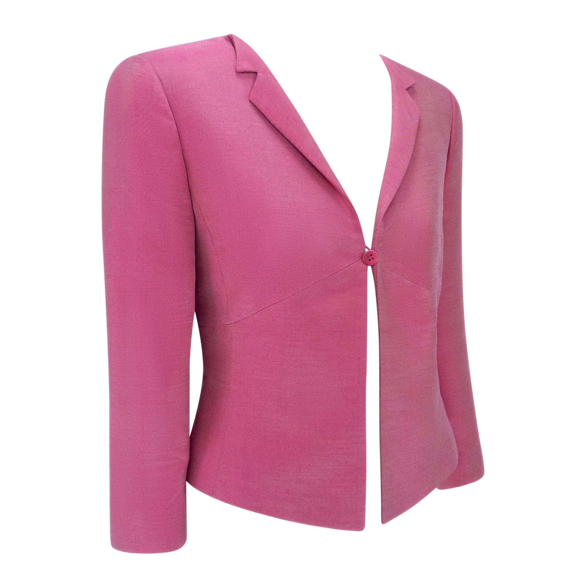 S/S 2000 Giorgio Armani Ad Campaign Iridescent Pink Cropped Blazer Jacket - RealList