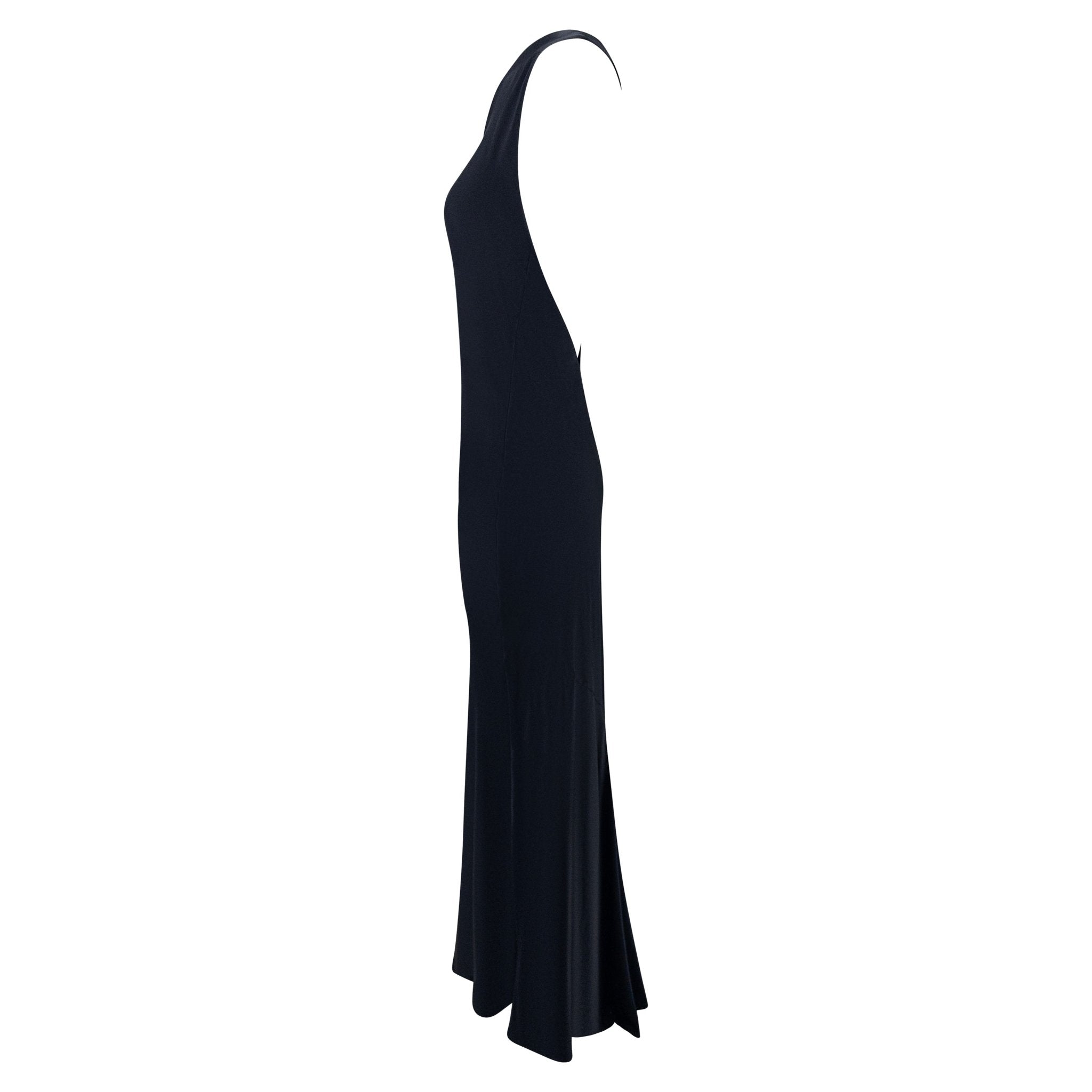 S/S 2000 Gucci by Tom Ford Black Silk Satin Asymmetric Cutout Backless Gown - RealList