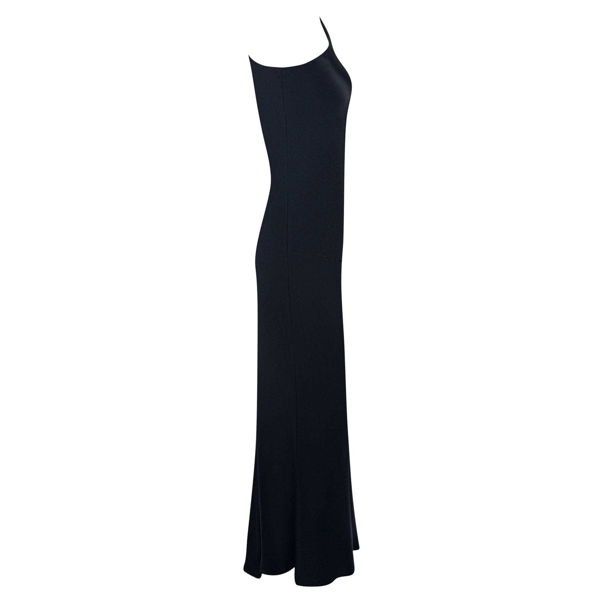 S/S 2000 Gucci by Tom Ford Black Silk Satin Asymmetric Cutout Backless Gown - RealList