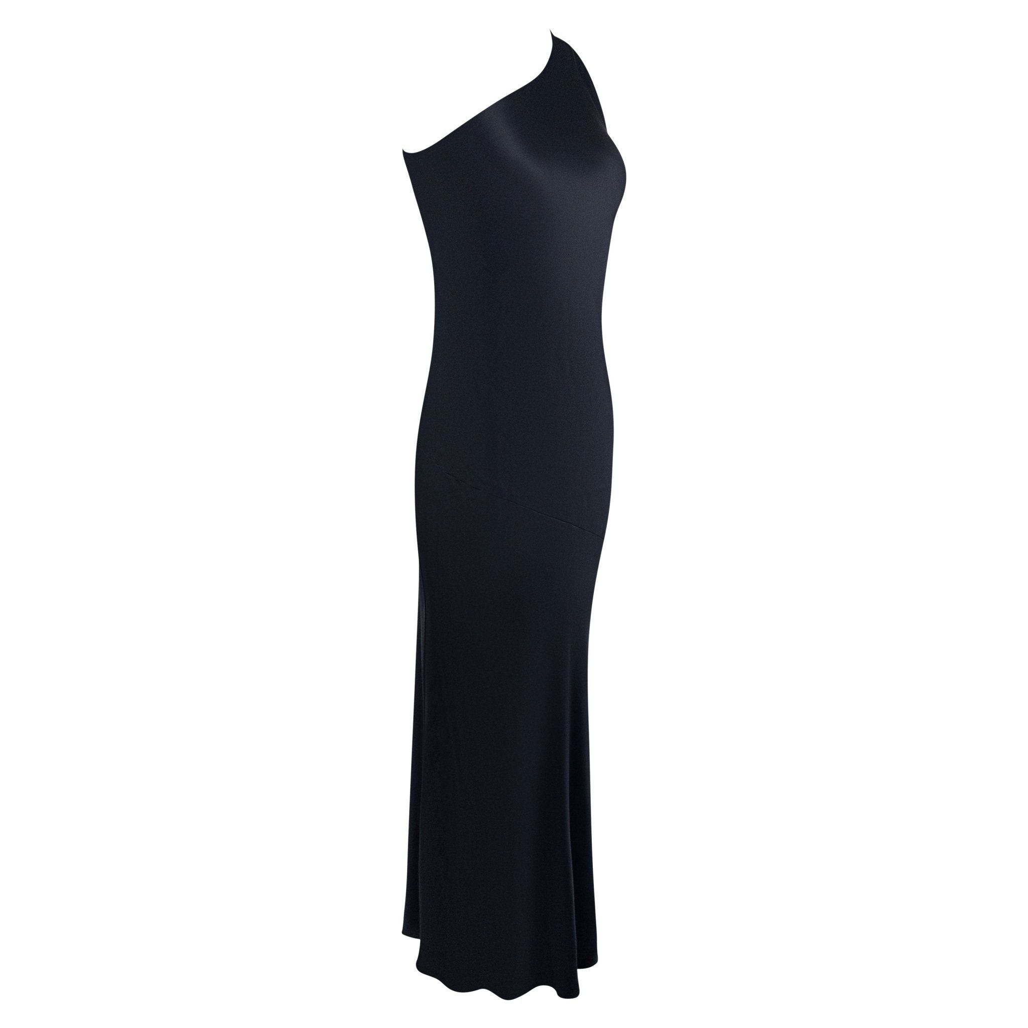 S/S 2000 Gucci by Tom Ford Black Silk Satin Asymmetric Cutout Backless Gown - RealList