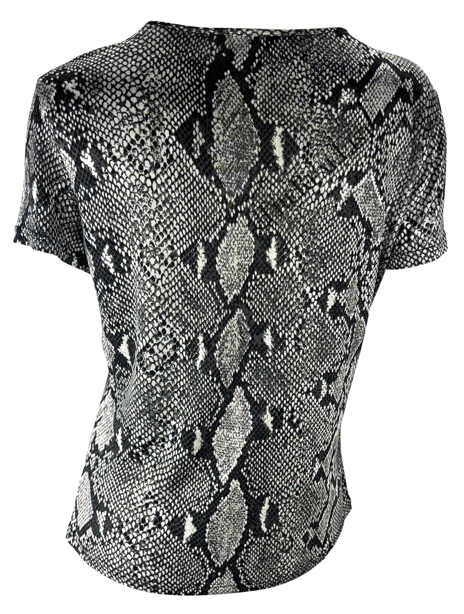 S/S 2000 Gucci by Tom Ford Black White Snake Logo Print Viscose T-Shirt Y2K - RealList