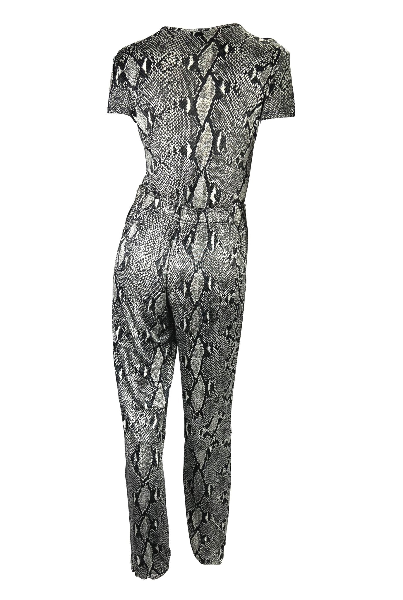 S/S 2000 Gucci by Tom Ford Black White Snakeskin Logo Print Viscose Pant Set - RealList