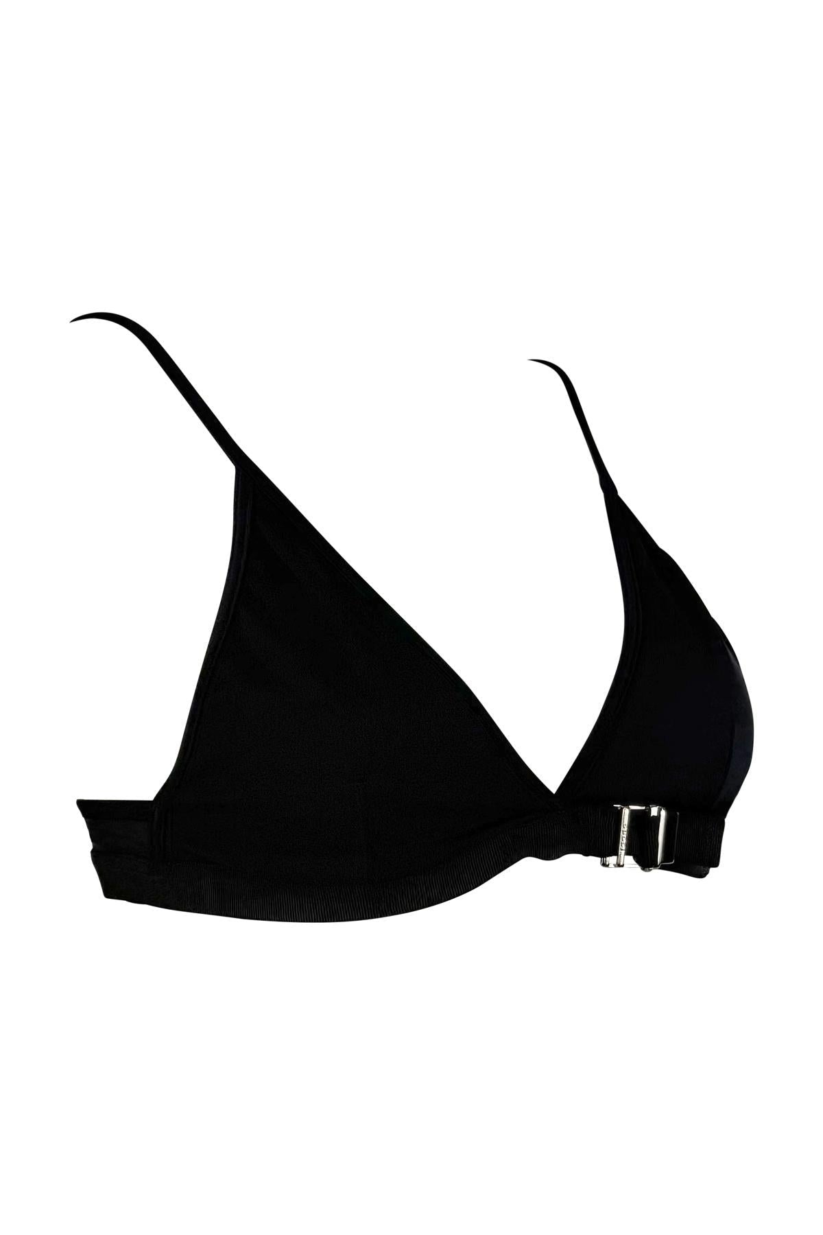 S/S 2000 Gucci by Tom Ford Dark Navy Black Adjustable Buckle Bikini Swim Top - RealList