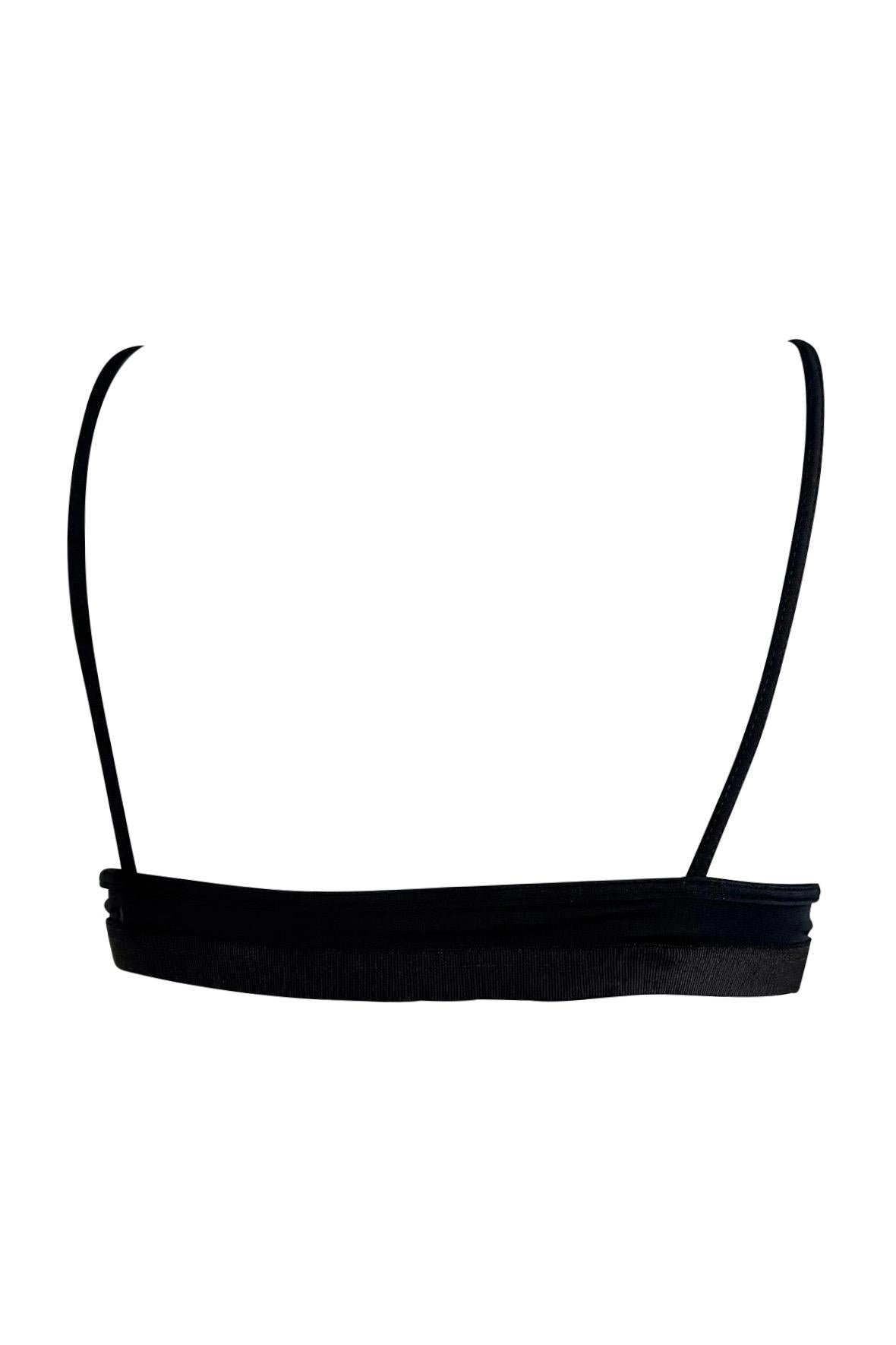 S/S 2000 Gucci by Tom Ford Dark Navy Black Adjustable Buckle Bikini Swim Top - RealList