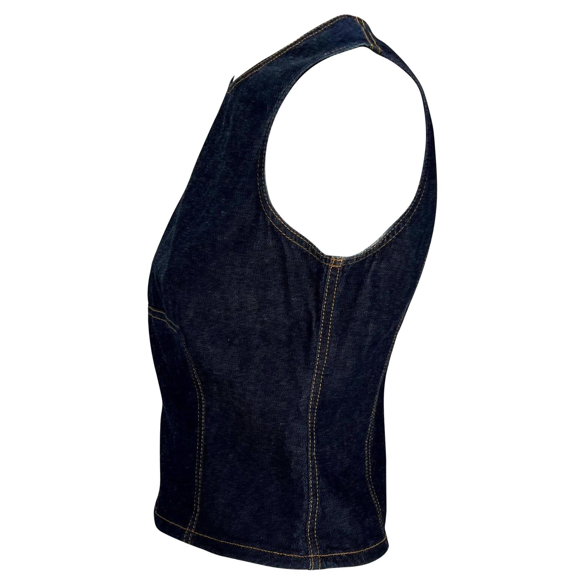 S/S 2000 Gucci by Tom Ford Denim Sleeveless Tank Top Y2K - RealList