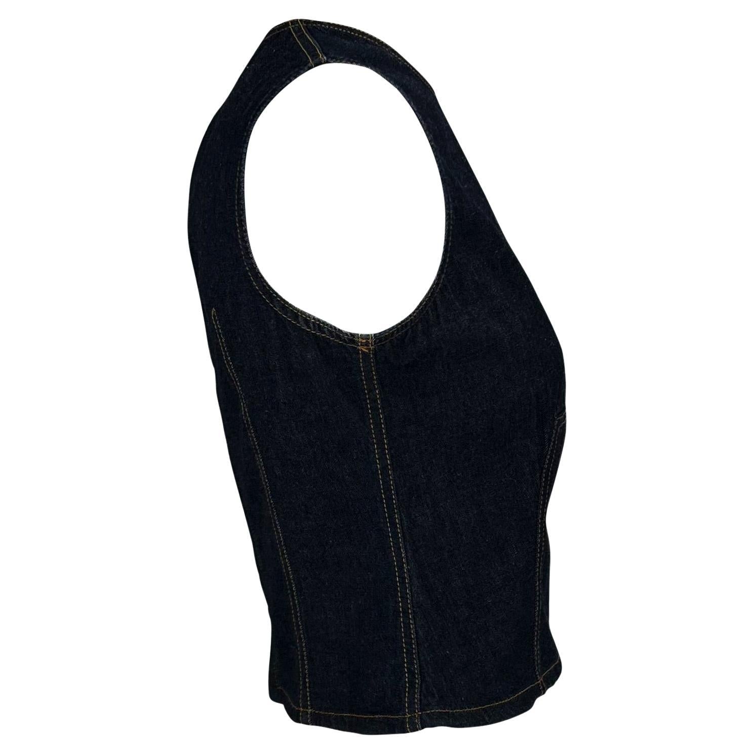 S/S 2000 Gucci by Tom Ford Denim Sleeveless Tank Top Y2K - RealList