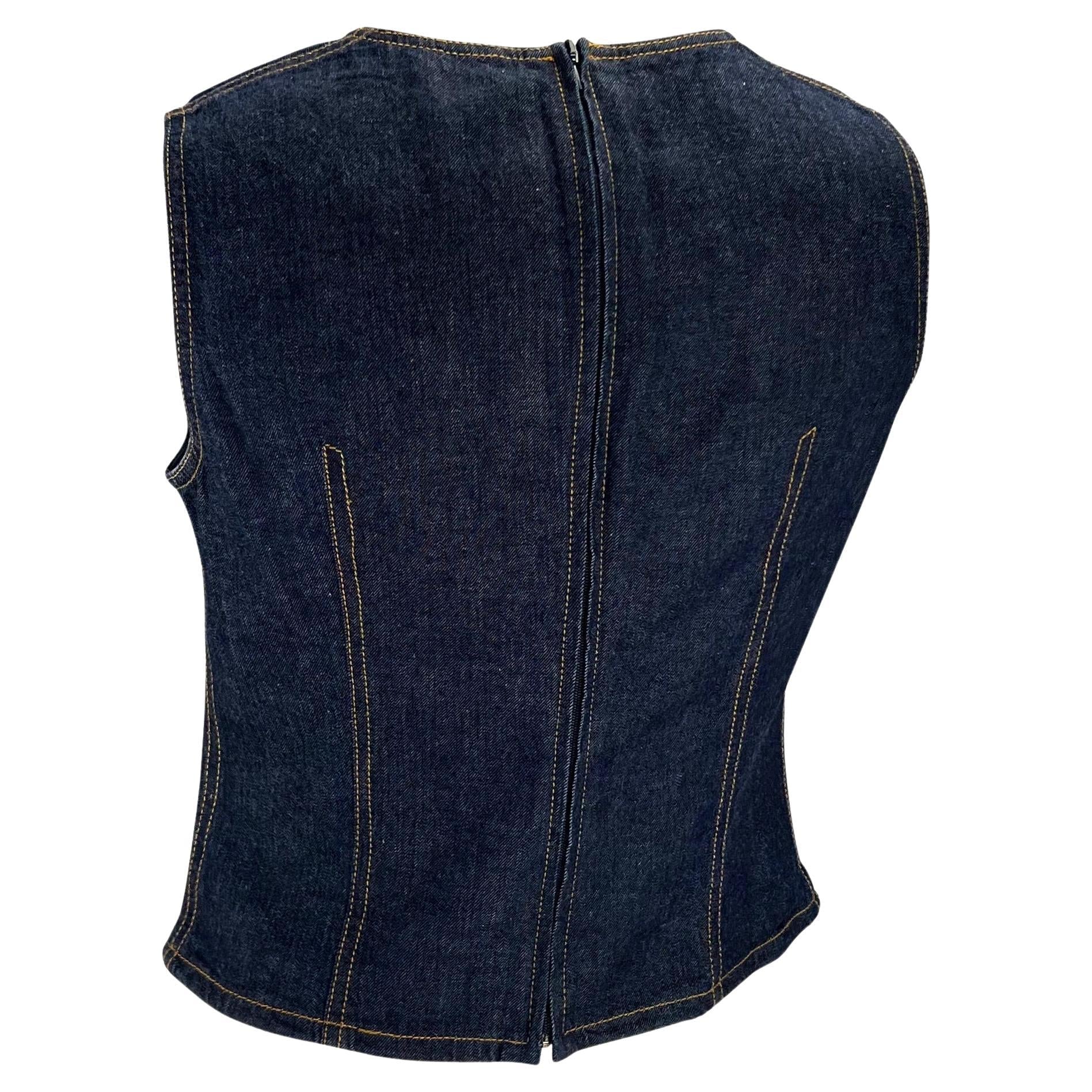 S/S 2000 Gucci by Tom Ford Denim Sleeveless Tank Top Y2K - RealList
