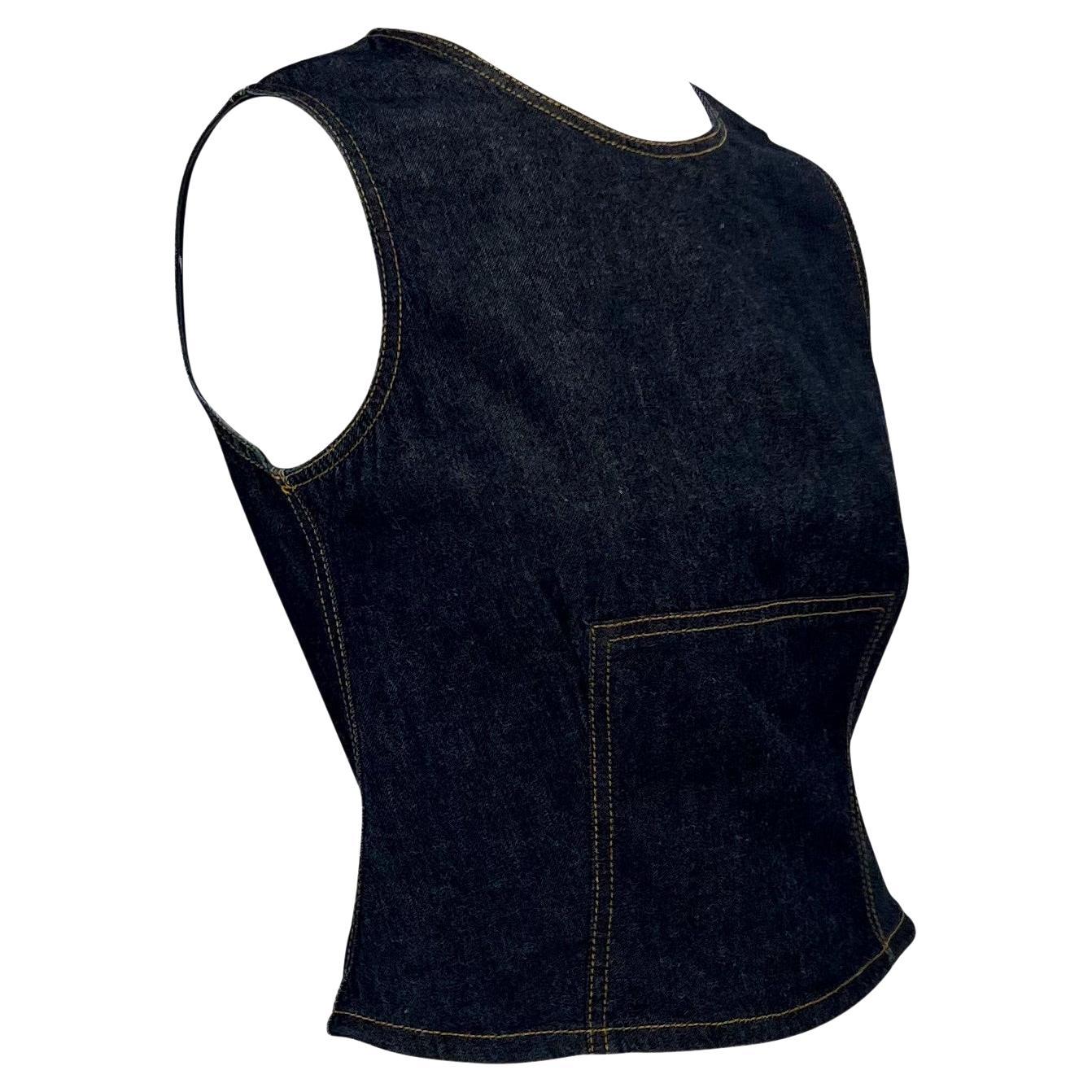 S/S 2000 Gucci by Tom Ford Denim Sleeveless Tank Top Y2K - RealList