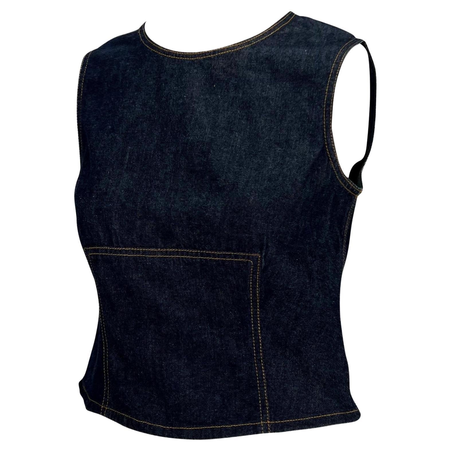 S/S 2000 Gucci by Tom Ford Denim Sleeveless Tank Top Y2K - RealList