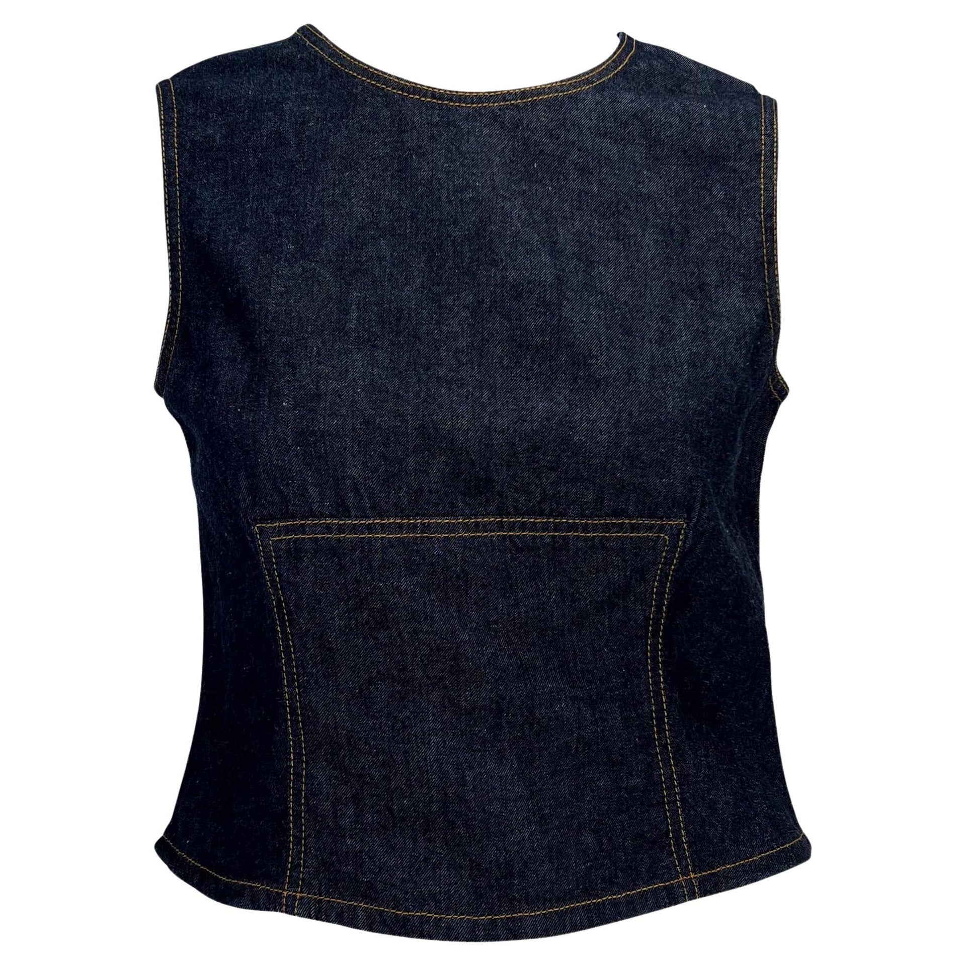S/S 2000 Gucci by Tom Ford Denim Sleeveless Tank Top Y2K - RealList