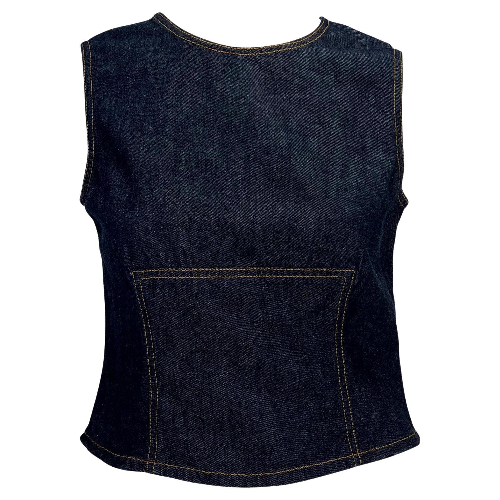 S/S 2000 Gucci by Tom Ford Denim Sleeveless Tank Top Y2K - RealList