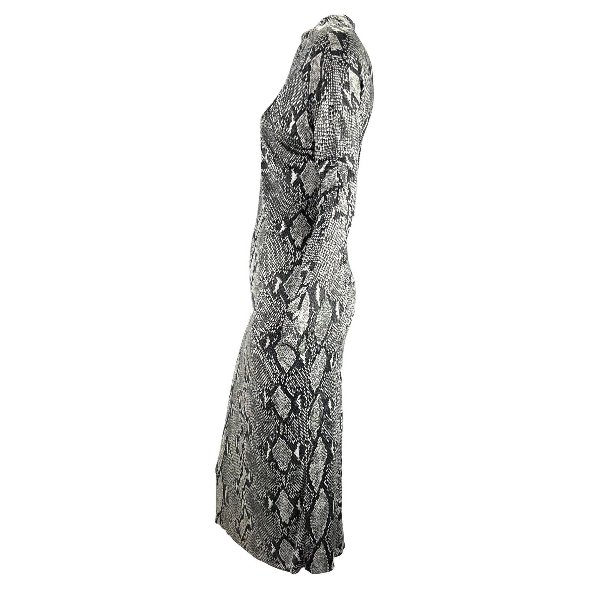 S/S 2000 Gucci by Tom Ford Grey Snake Print Asymmetric One Sleeve Dress - RealList