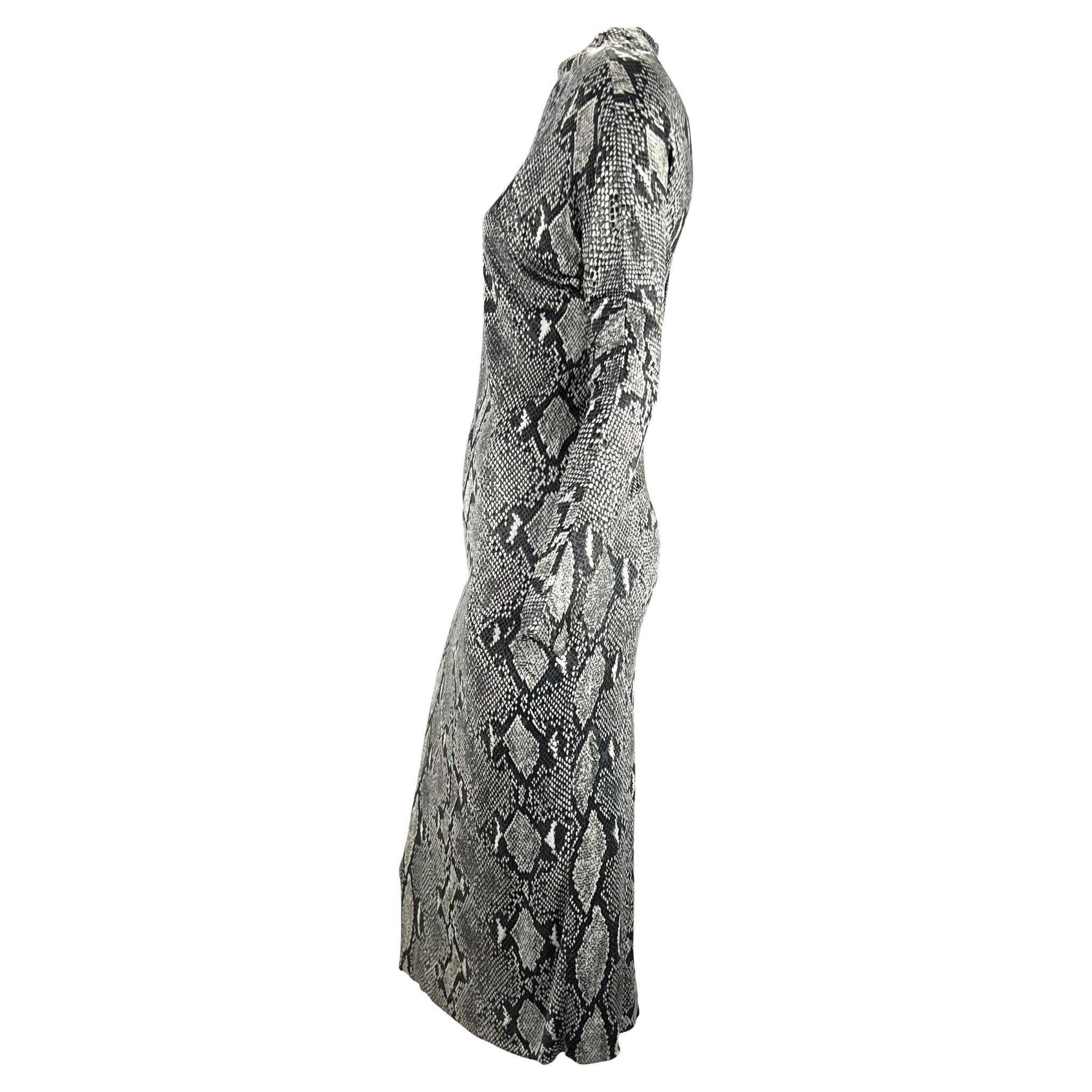 S/S 2000 Gucci by Tom Ford Grey Snake Print Asymmetric One Sleeve Dress - RealList