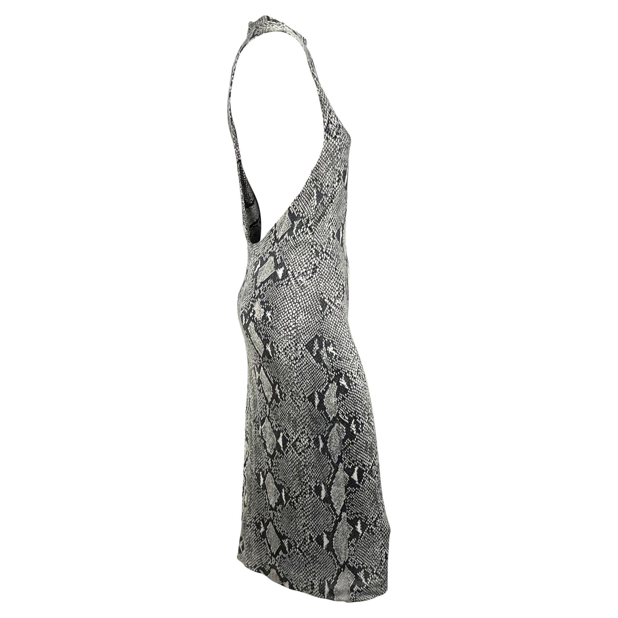S/S 2000 Gucci by Tom Ford Grey Snake Print Asymmetric One Sleeve Dress - RealList