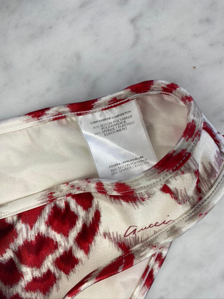 S/S 2000 Gucci by Tom Ford Red Havana Print Tie White Bikini Set - RealList