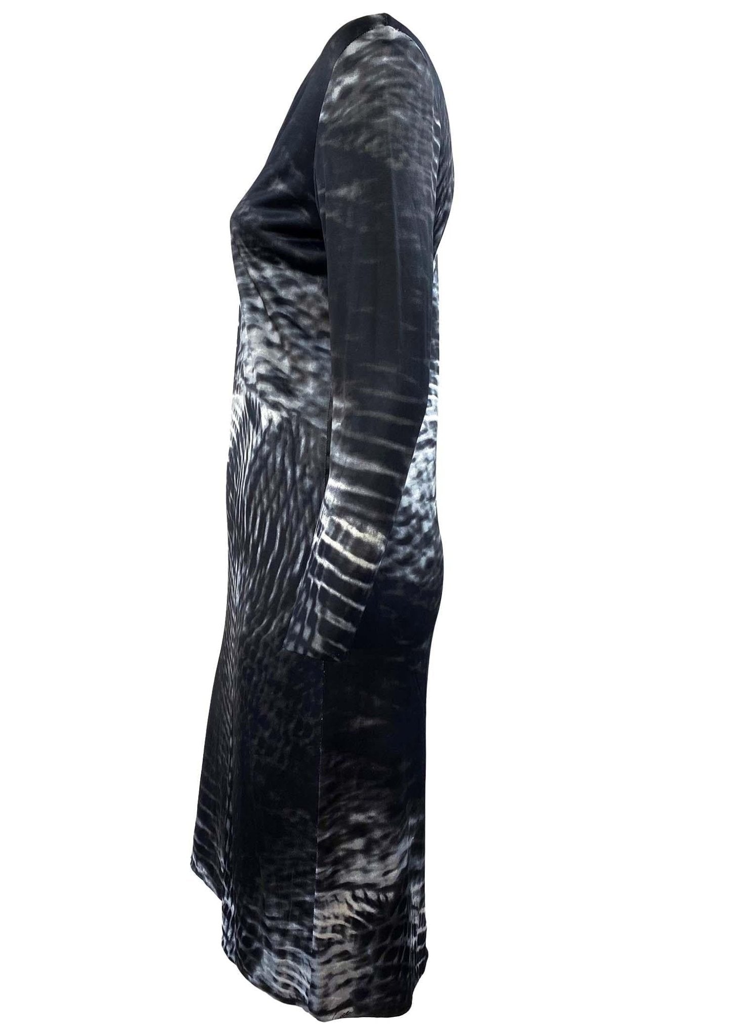 S/S 2000 Gucci by Tom Ford Runway Abstract Print Viscose V - Neck Dress - RealList