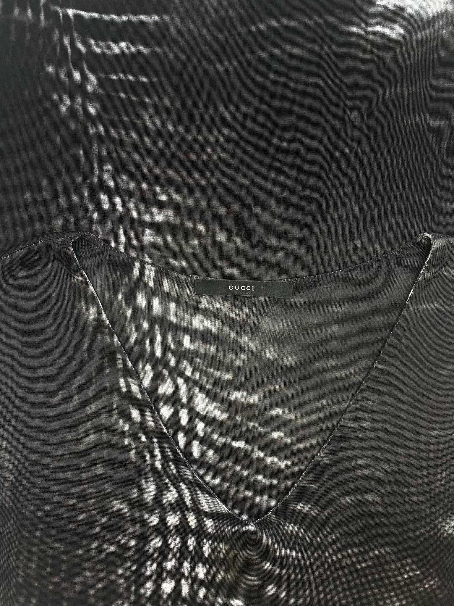 S/S 2000 Gucci by Tom Ford Runway Abstract Print Viscose V - Neck Dress - RealList