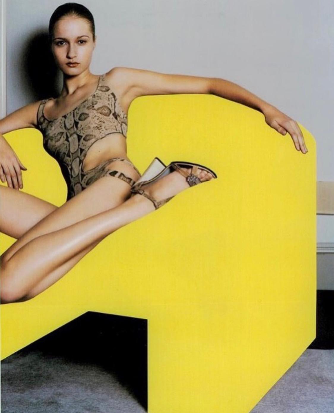 S/S 2000 Gucci by Tom Ford Snake Print One Piece Cutout Bathing Suit - RealList