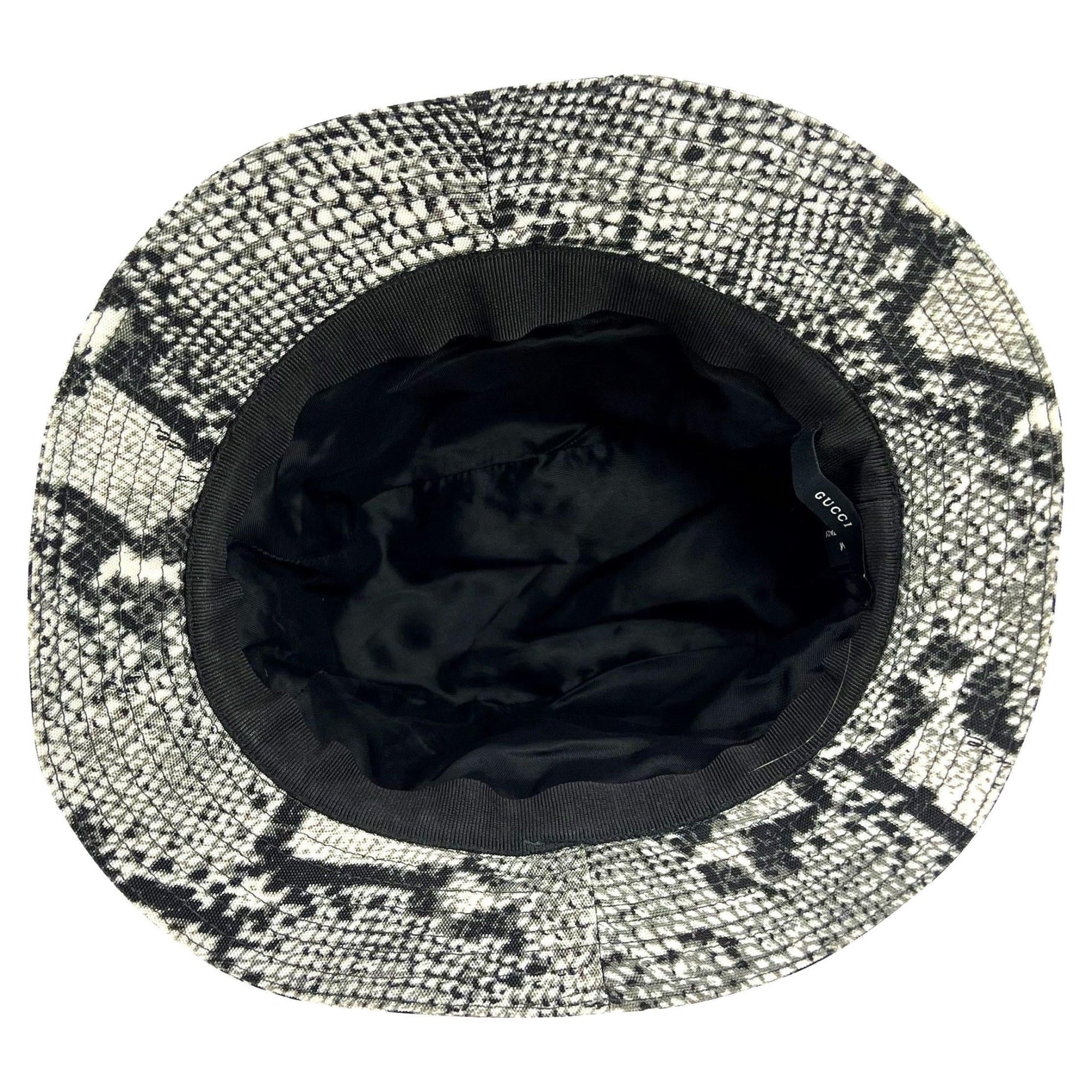 S/S 2000 Gucci by Tom Ford Snakeskin Print Grey Nylon Bucket Hat - RealList