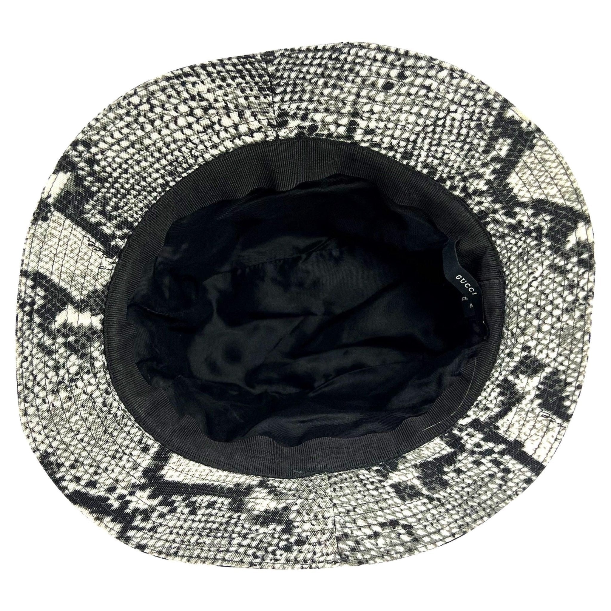 S/S 2000 Gucci by Tom Ford Snakeskin Print Grey Nylon Bucket Hat - RealList