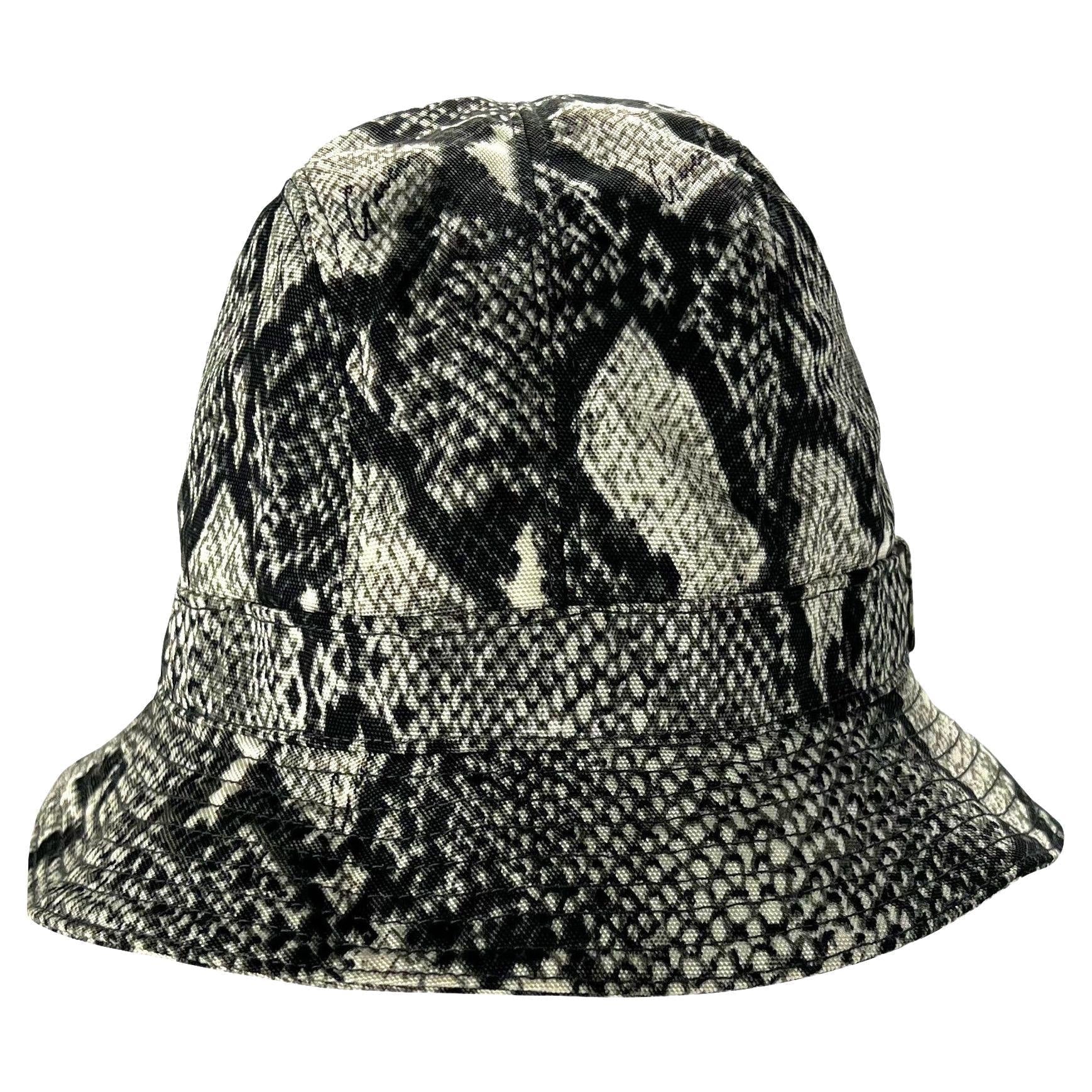 S/S 2000 Gucci by Tom Ford Snakeskin Print Grey Nylon Bucket Hat - RealList