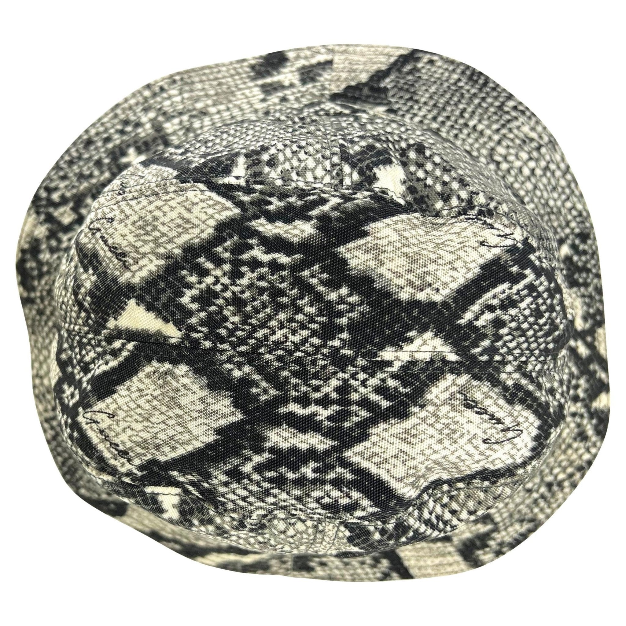 S/S 2000 Gucci by Tom Ford Snakeskin Print Grey Nylon Bucket Hat - RealList