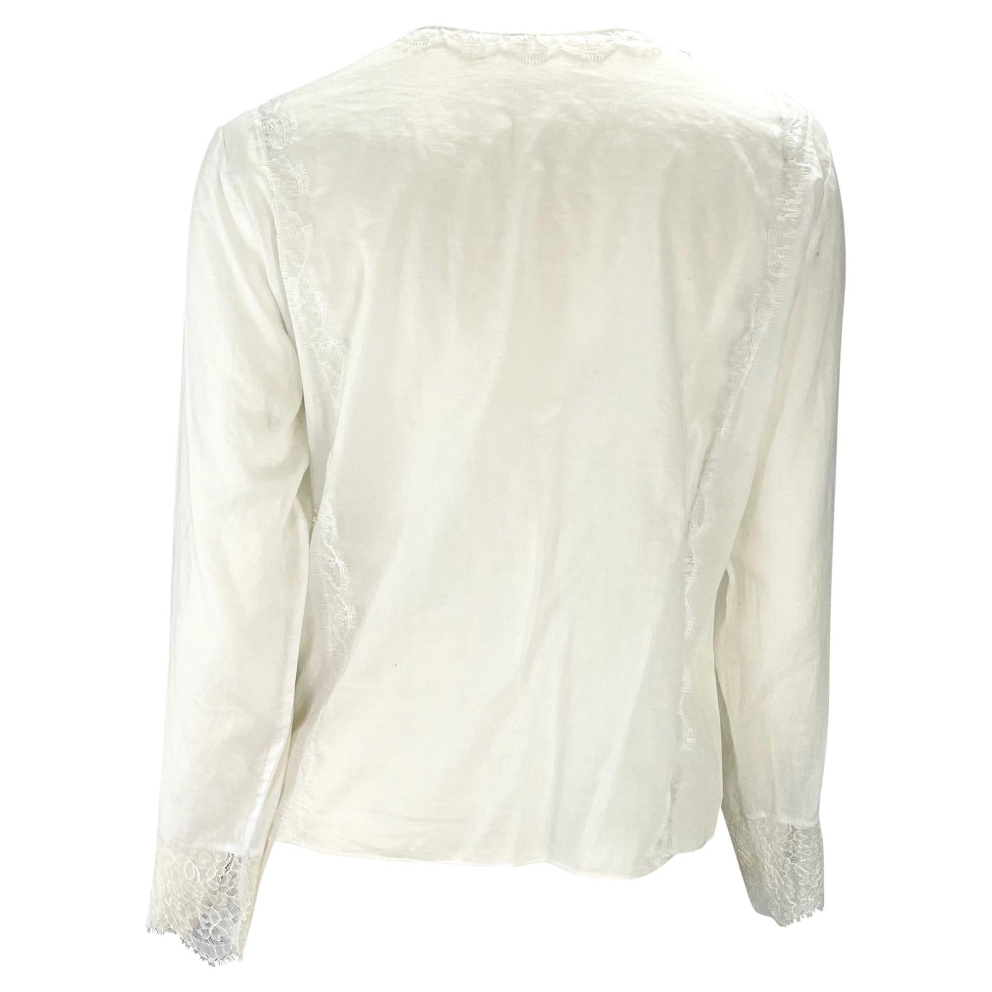 S/S 2000 Gucci by Tom Ford White Sheer Lace Appliqué Tunic Top - RealList
