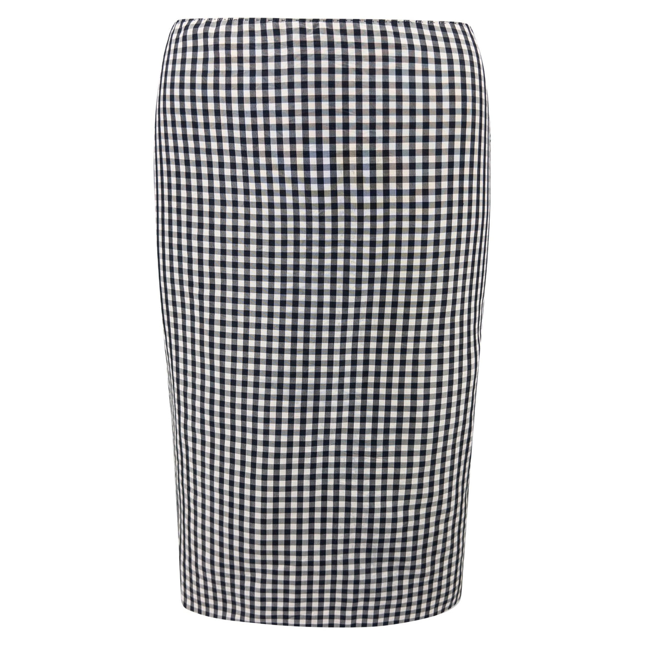 S/S 2000 Ralph Lauren Black White Gingham Silk Taffeta Pencil Skirt - RealList
