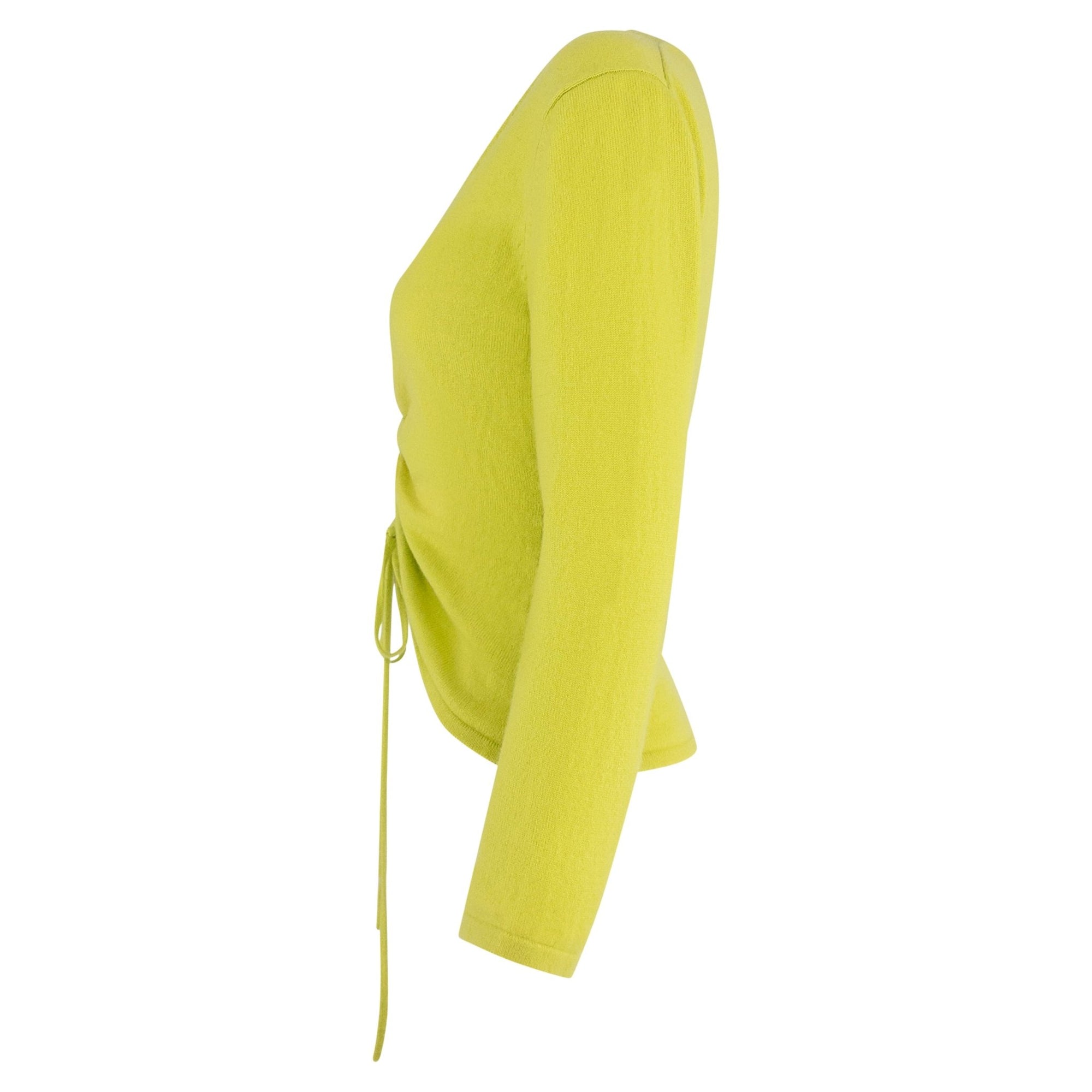S/S 2000 Randolph Duke Chartreuse Green Cashmere Ruched Crop Top Sweater - RealList