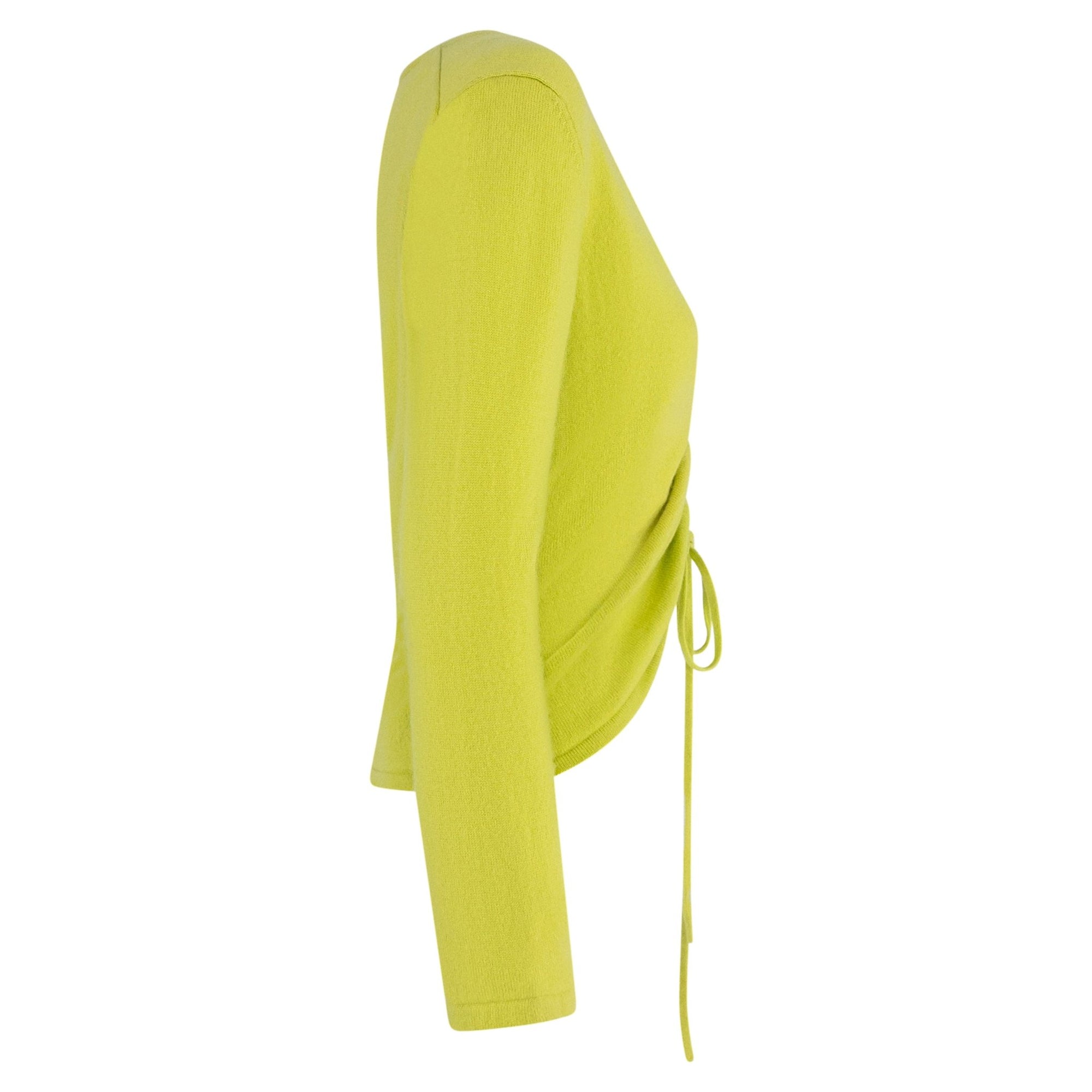 S/S 2000 Randolph Duke Chartreuse Green Cashmere Ruched Crop Top Sweater - RealList