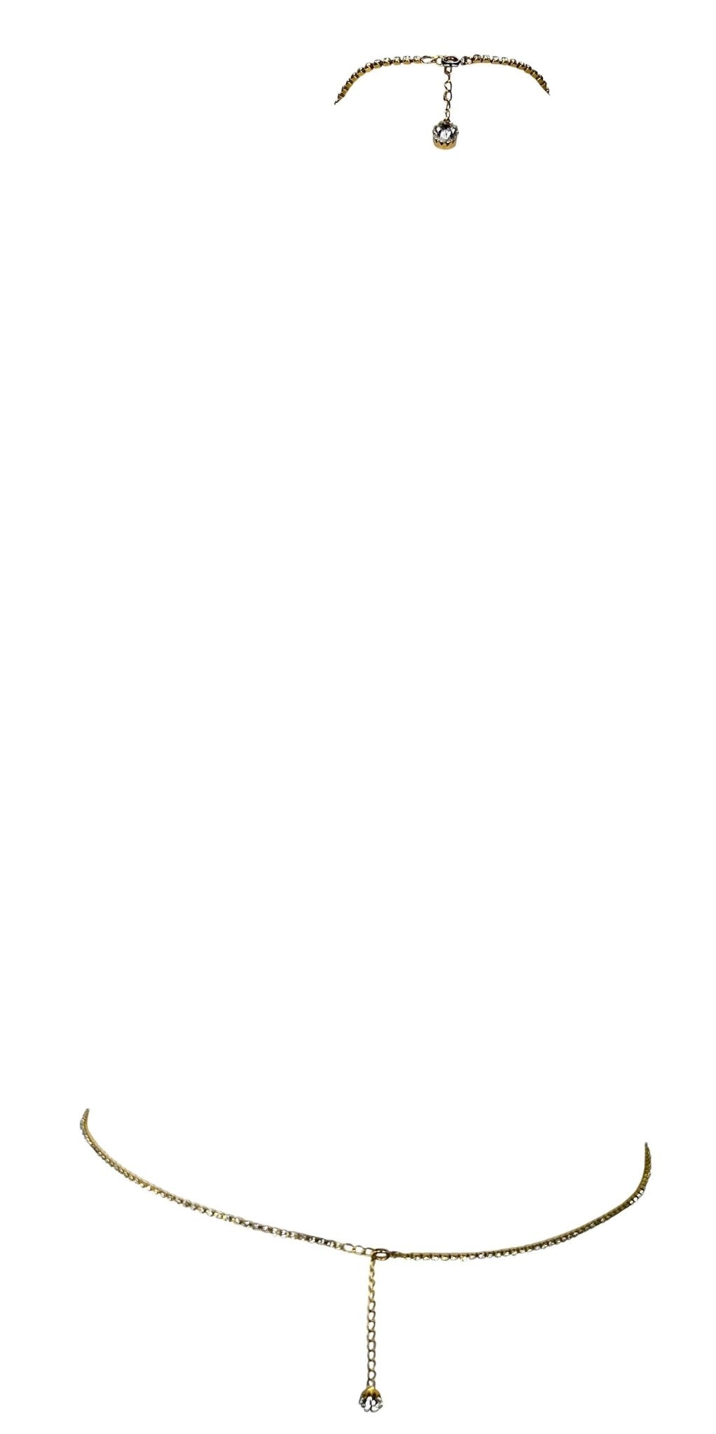 S/S 2000 Roberto Cavalli Runway Rhinestone Gold - Tone Bodychain - RealList