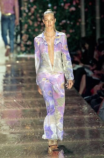 S/S 2000 Roberto Cavalli Runway Rhinestone Gold - Tone Bodychain - RealList