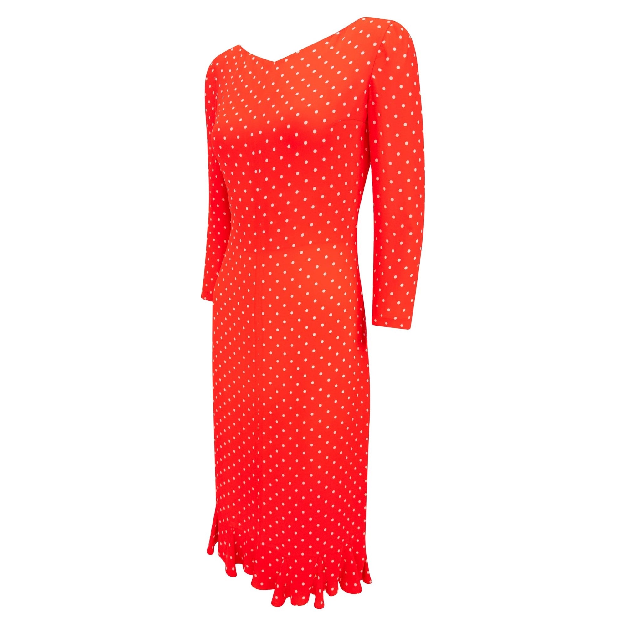 S/S 2000 Valentino Garavani Runway Red White Polka Dot Print Cocktail Dress - RealList