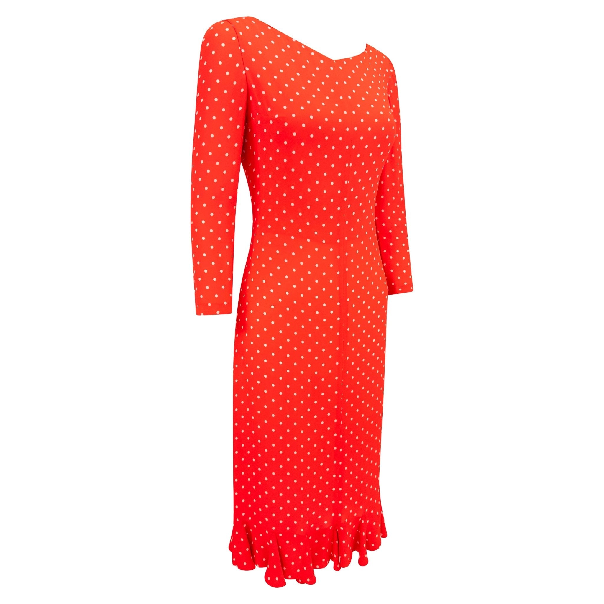 S/S 2000 Valentino Garavani Runway Red White Polka Dot Print Cocktail Dress - RealList