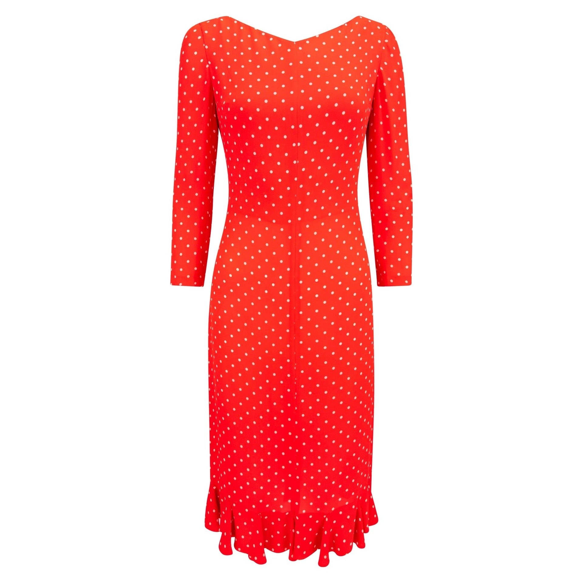 S/S 2000 Valentino Garavani Runway Red White Polka Dot Print Cocktail Dress - RealList