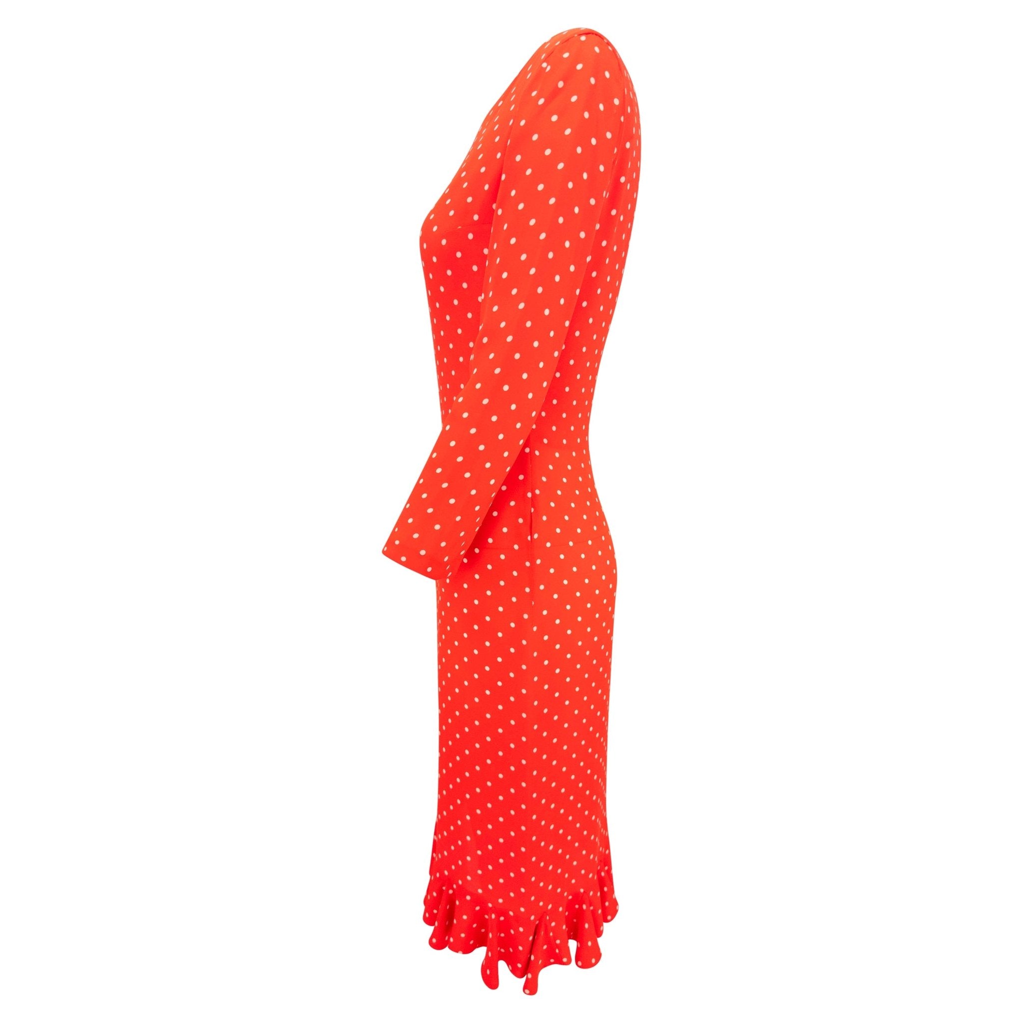 S/S 2000 Valentino Garavani Runway Red White Polka Dot Print Cocktail Dress - RealList