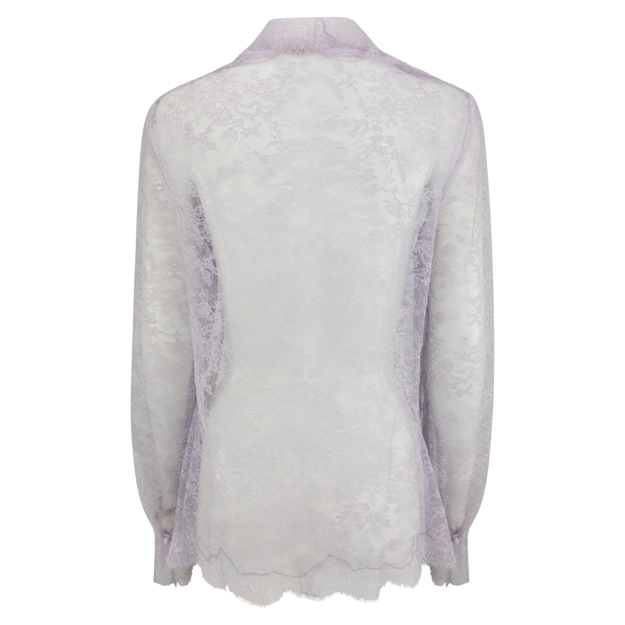 S/S 2000 Valentino Garavani Runway Sheer Lilac Lace Long Sleeve Top - RealList