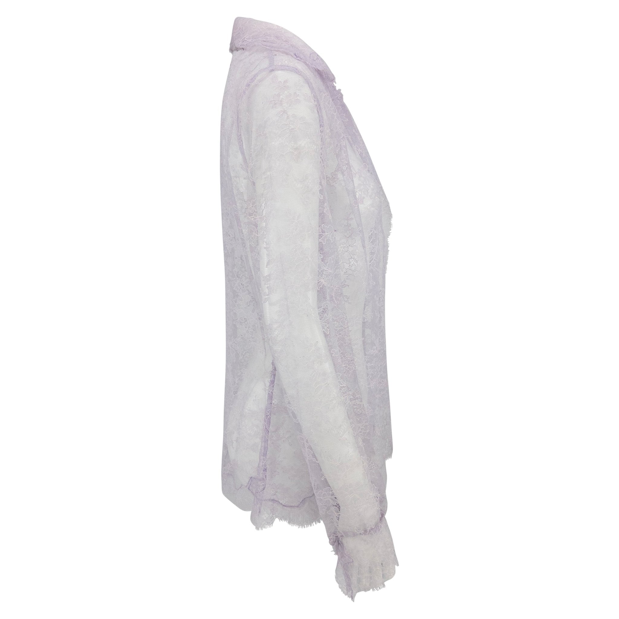 S/S 2000 Valentino Garavani Runway Sheer Lilac Lace Long Sleeve Top - RealList