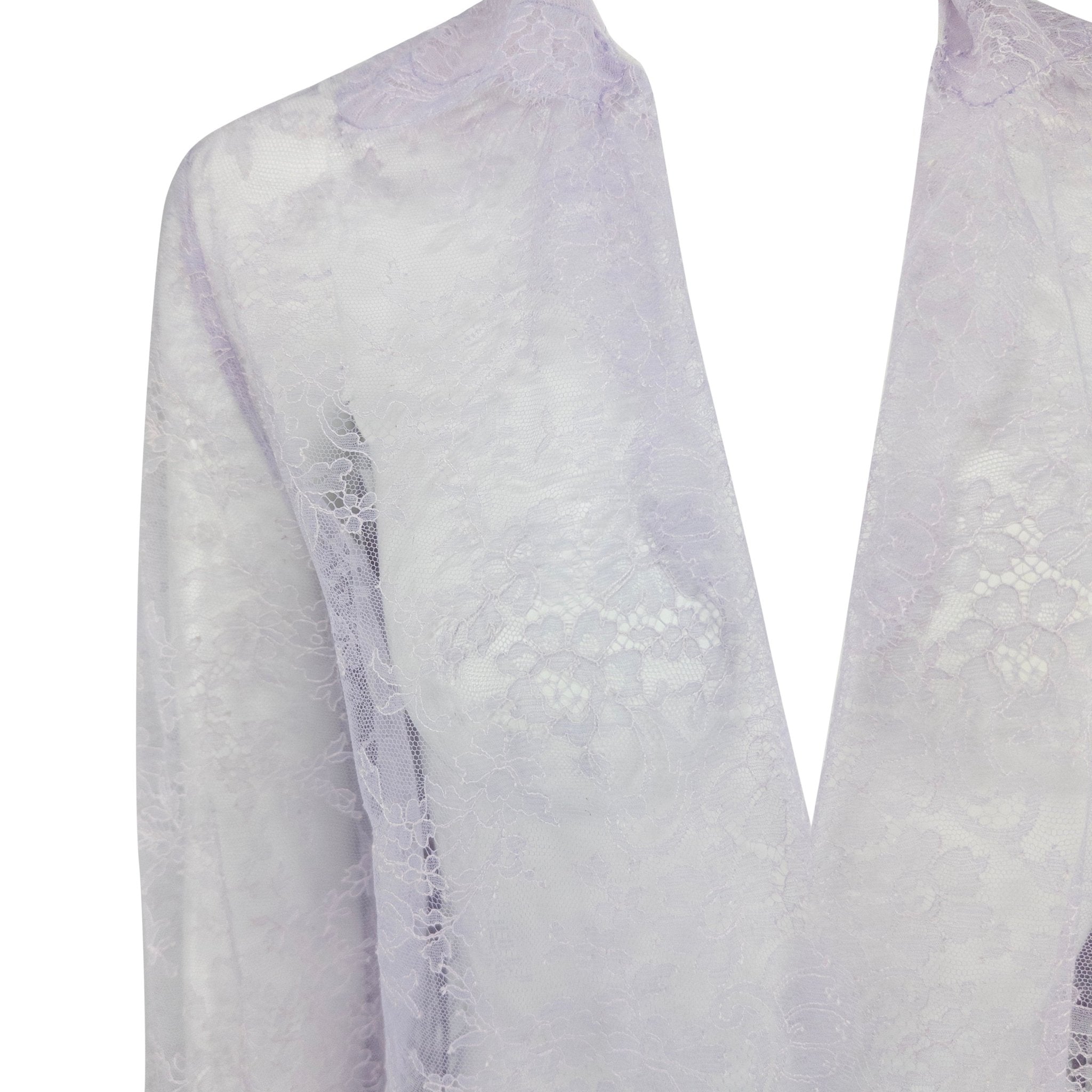 S/S 2000 Valentino Garavani Runway Sheer Lilac Lace Long Sleeve Top - RealList