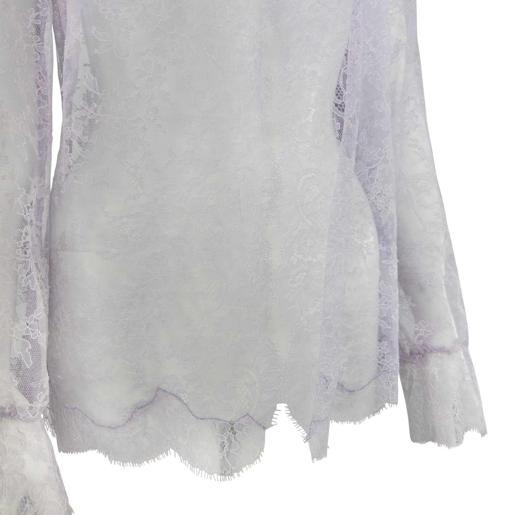 S/S 2000 Valentino Garavani Runway Sheer Lilac Lace Long Sleeve Top - RealList