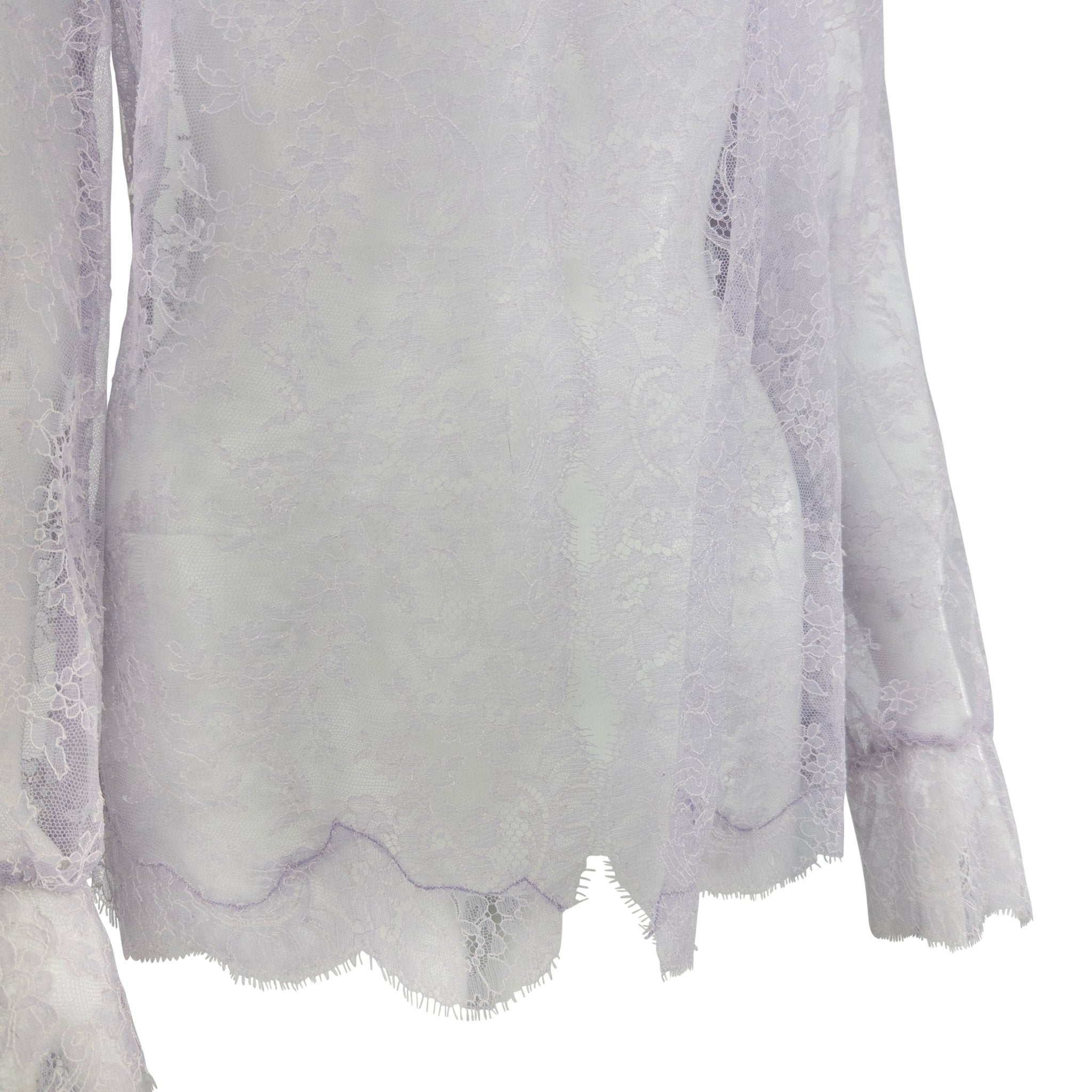 S/S 2000 Valentino Garavani Runway Sheer Lilac Lace Long Sleeve Top - RealList