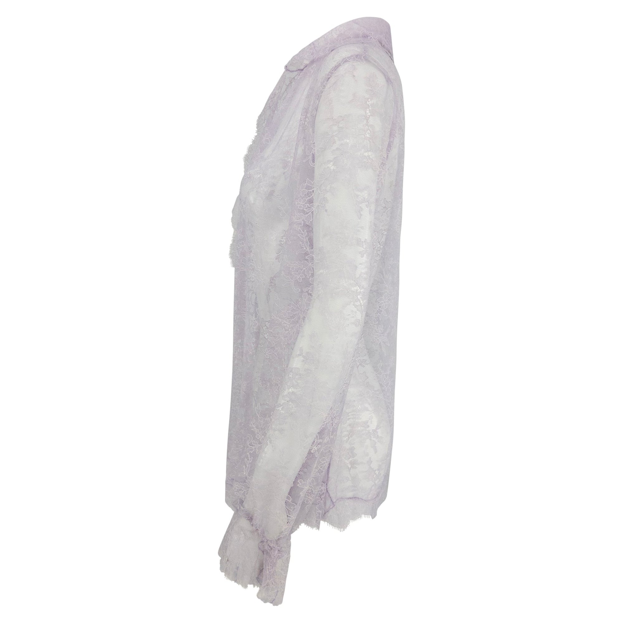 S/S 2000 Valentino Garavani Runway Sheer Lilac Lace Long Sleeve Top - RealList