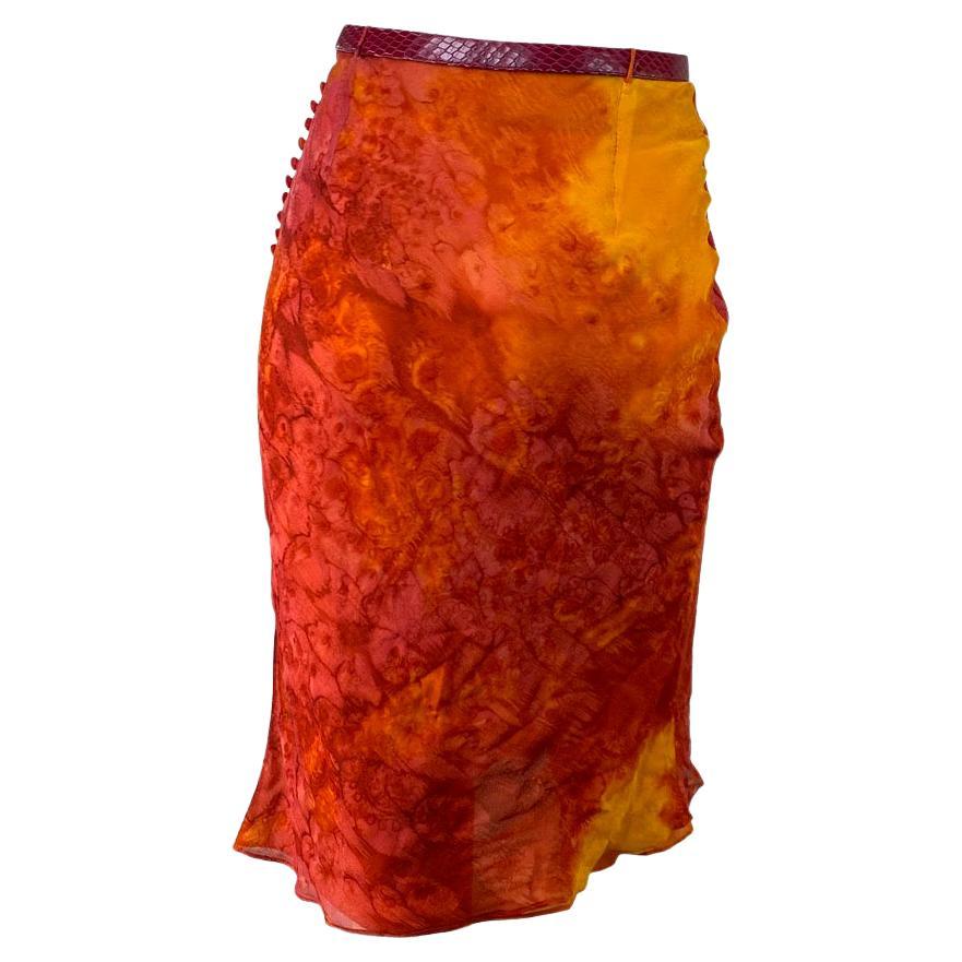 S/S 2001 Christian Dior by John Galliano Belted Mesh Tie - Dye Top Skirt Set - RealList