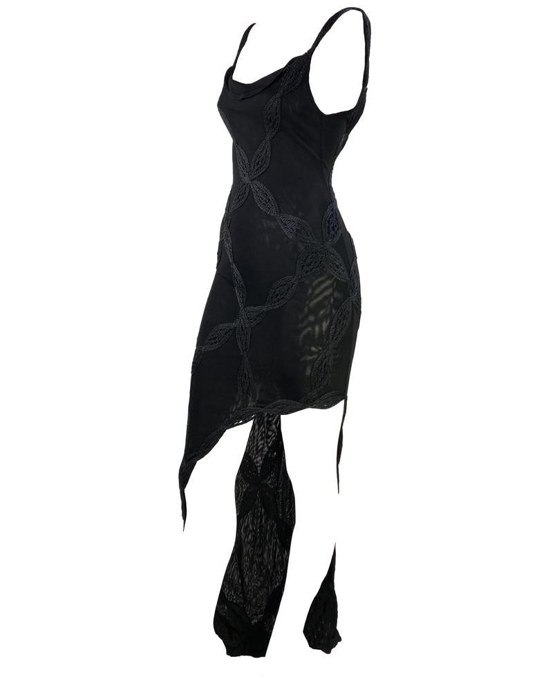 S/S 2001 Christian Dior by John Galliano Black Knit Crochet Dress - RealList